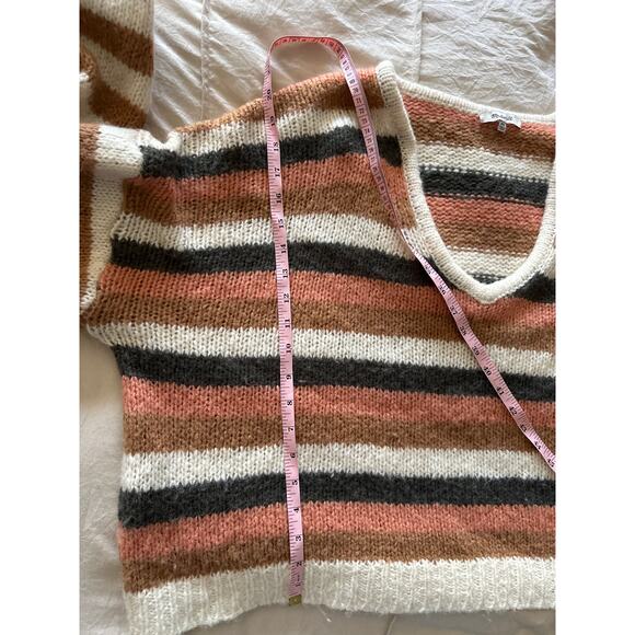 Madewell Striped V-Neck Balloon‎ Sleeve Sweater XXL Cropped - Picture 9 of 9